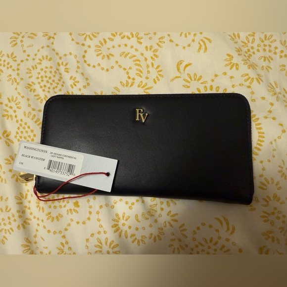 Frances Valentine Zip Around Continental Wallet Black NWT - Picture 3 of 3